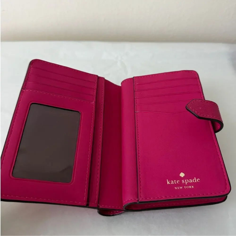 Kate Spade Staci Medium Compact Bifold Wallet in Pink Ruby